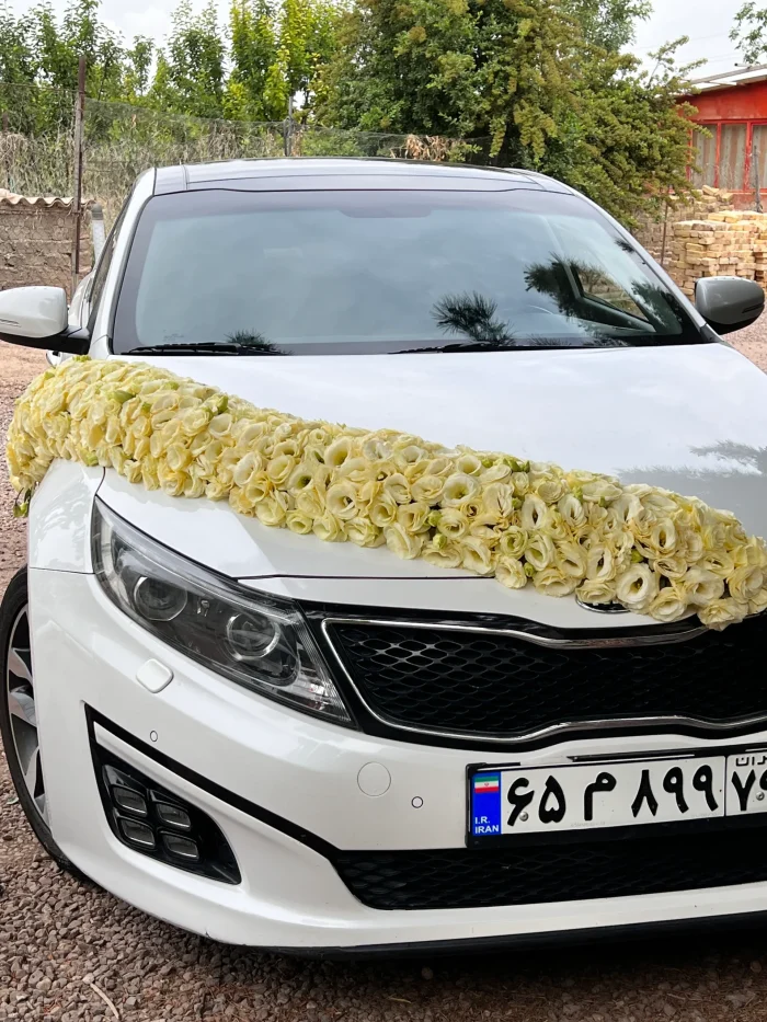 گل آرایی جذاب و شیک بر روی ماشین